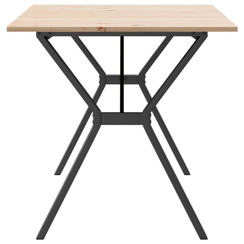 vidaXL Dining Table O-Frame Side Accent Coffee Table Solid Wood Pine and Steel