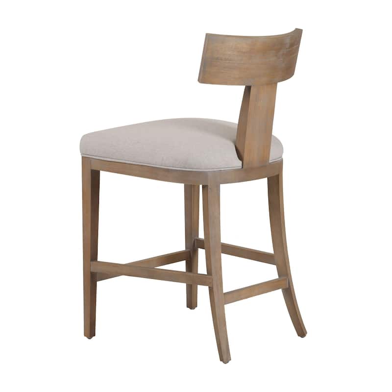 Modrest Fabien Mid-Century Modern Beige Linen & Wood Counter Chair