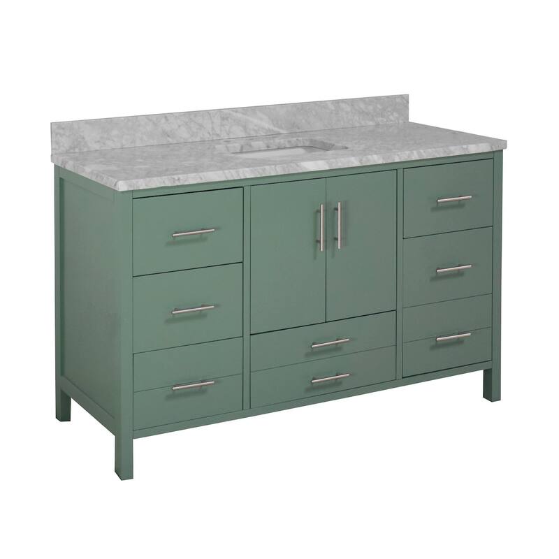 KitchenBathCollection California 60" Single Bathroom Vanity with Carrara Marble Top