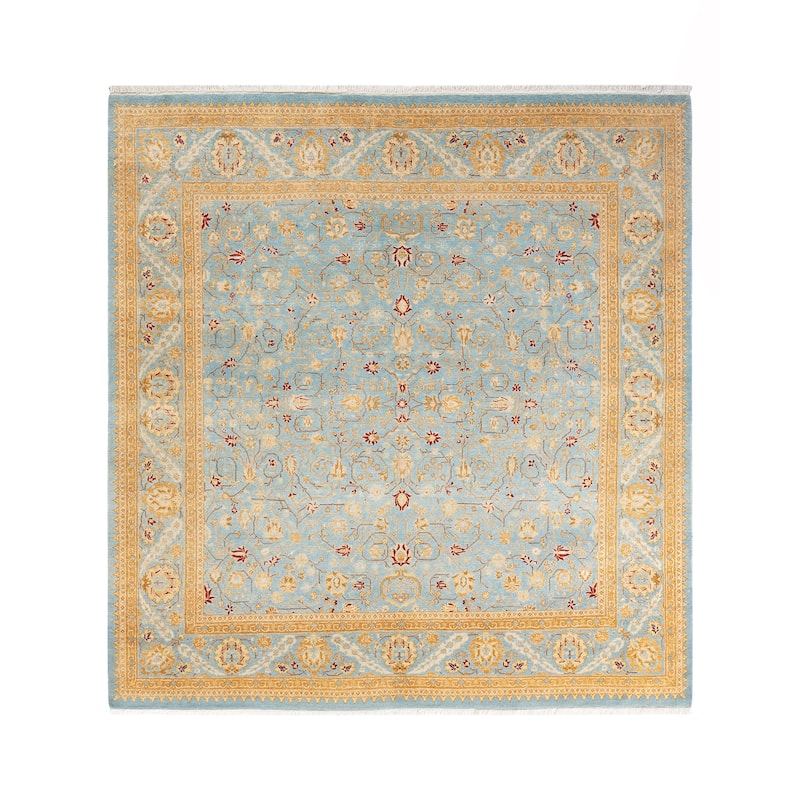 Overton Hand knotted Wool Traditional Oriental Light Blue Area Rug - 6' x 9' - Light Blue - 6' x 9'