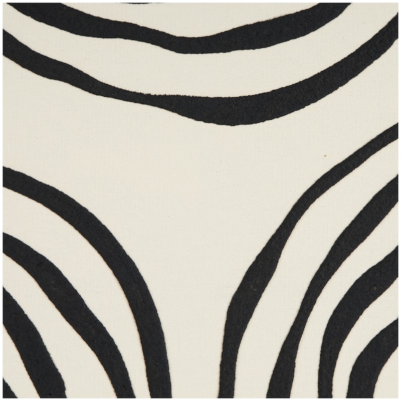 Black Wooden Wavy Line Abstract Framed Wall Art with Black Wooden Frame