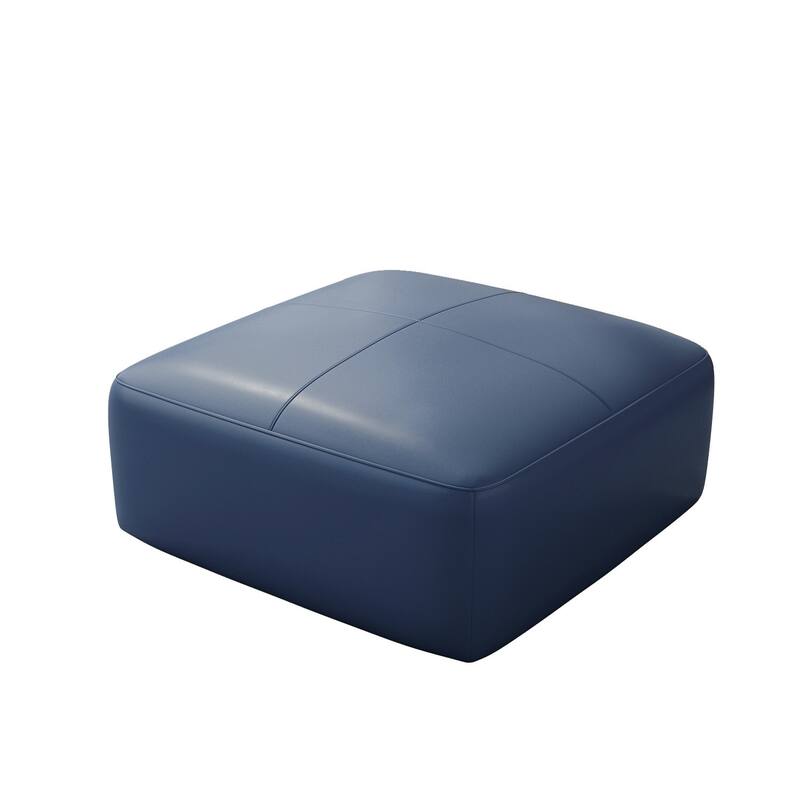 UIXE Genuine Leather Ottoman, Upholstered Ottoman for Living Room