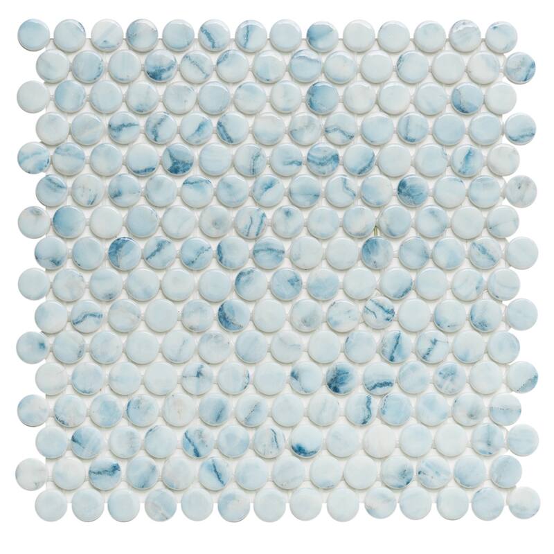 Eterna Penny 12x12 Glass Round Mosaic Tile - Floor, Wall, Backsplash