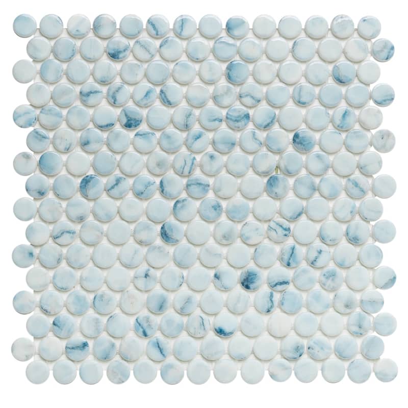 Eterna Penny 12x12 Glass Round Mosaic Tile - Floor, Wall, Backsplash - 4 x 4 Sample - Maureen