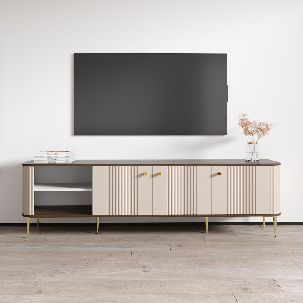Meble Furniture Elena 3D1W TV Stand 73.6"W x 20.1"H x 15"D - Modern Entertainment Center for up to 80" TVs