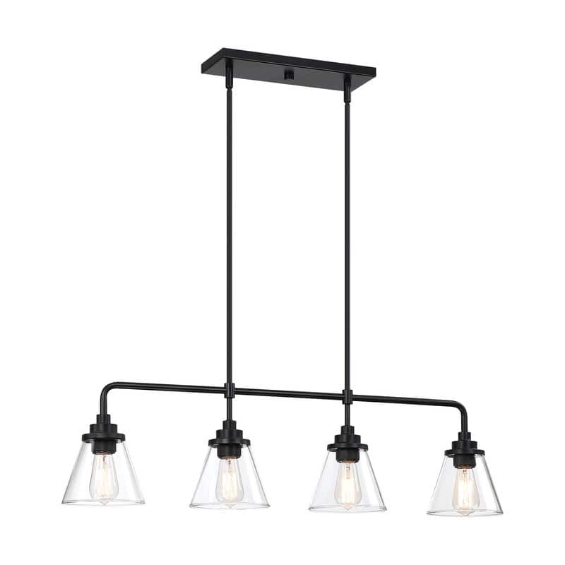 4-Light Black Kitchen Island Light Liner Chandelier - 38.6 in. W