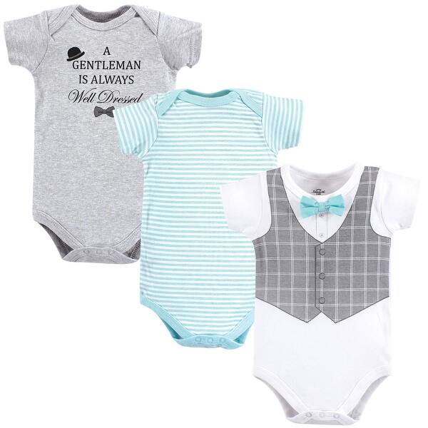 slide 1 of 1, Little Treasure Baby Boy Cotton Bodysuits 3pk, Well Dressed 0-3 Months - Well Dressed