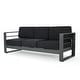preview thumbnail 7 of 26, Cape Coral Aluminum 7-piece Sofa Chat Set with Fire Pit by Christopher Knight Home