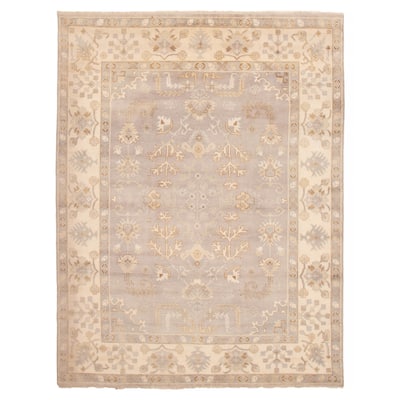 ECARPETGALLERY Hand-knotted Royal Oushak Light Grey Wool Rug - 8'11 x 11'11