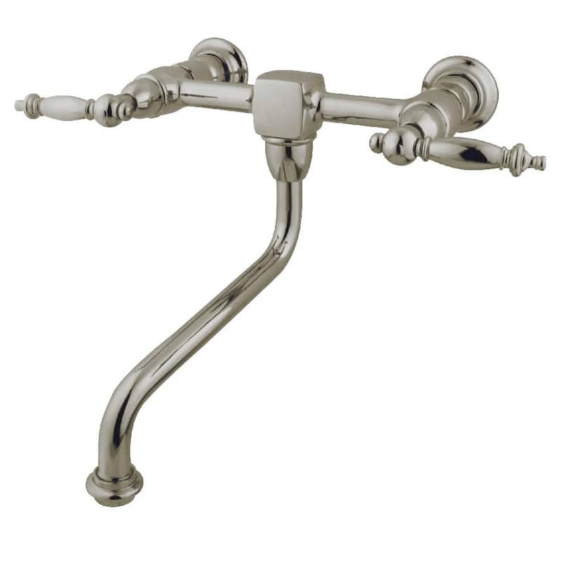 Kingston Brass Heritage 1.2 GPM Wall Mounted Bridge Bathroom Faucet - Brushed Nickel