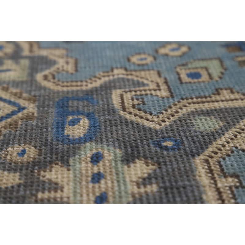 Tabriz Persian Area Rug Handmade Geometric Blue Wool Carpet - 8'0"x 11'0"