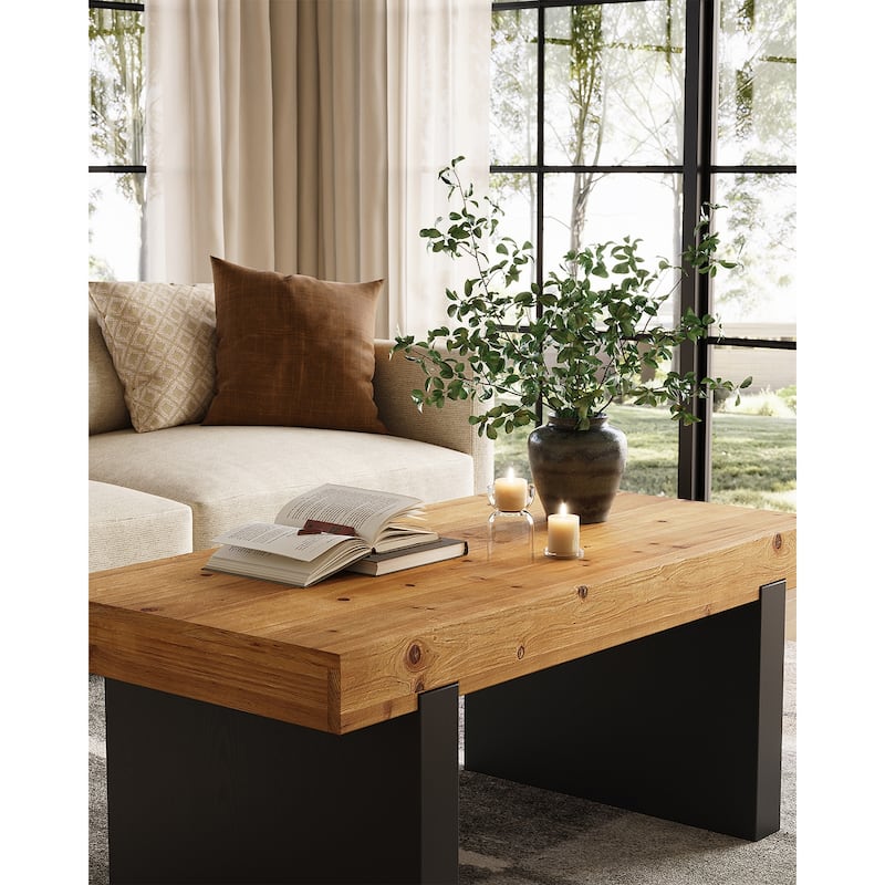 47" Rectangle Solid Wood Center Coffee Table for Living Room