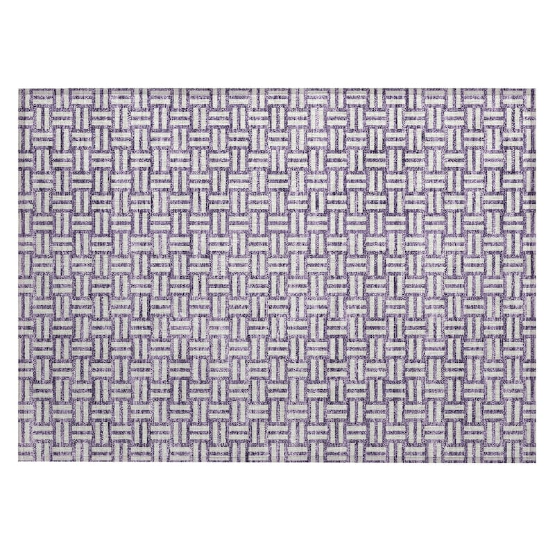 Machine Washable Indoor/ Outdoor Chantille Contempory Crosshatch Rug