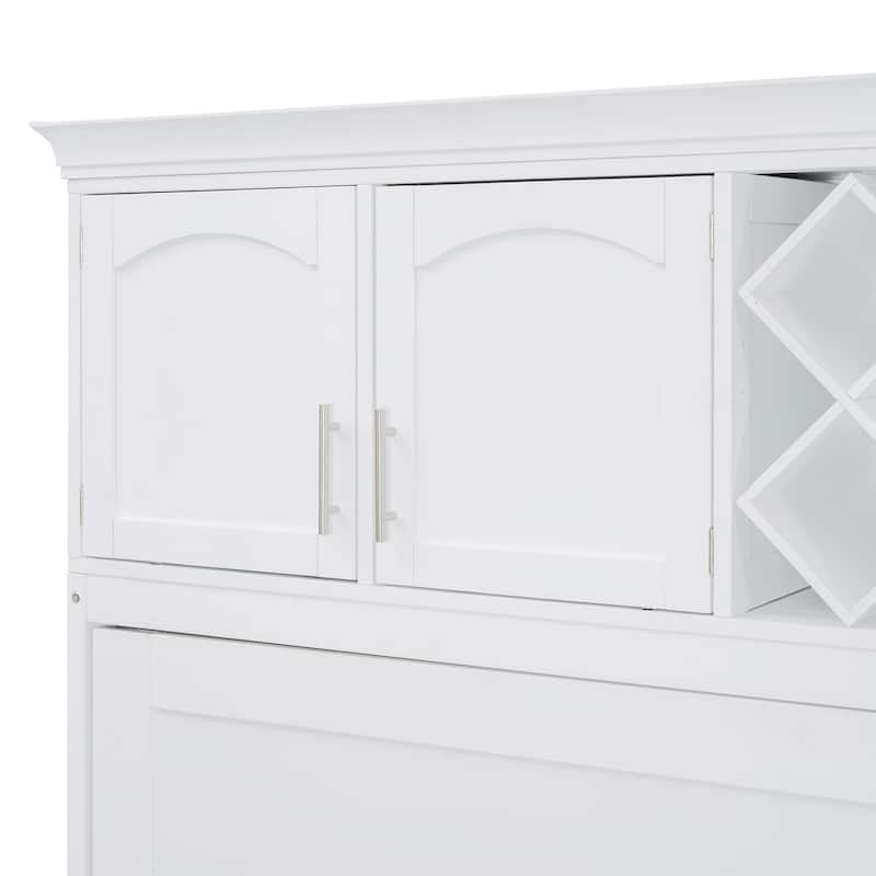 Queen Size Murphy Bed Wall Bed with Top Cabinets & Wine Rack