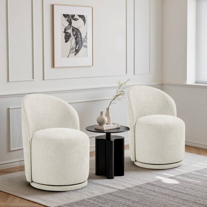 UIXE 2 Set Modern Upholstered Swivel Armless Side Dining Chairs