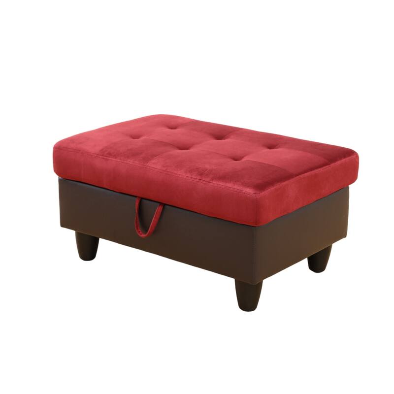 KISRAIS 34" Wide Upholstered Storage Ottoman