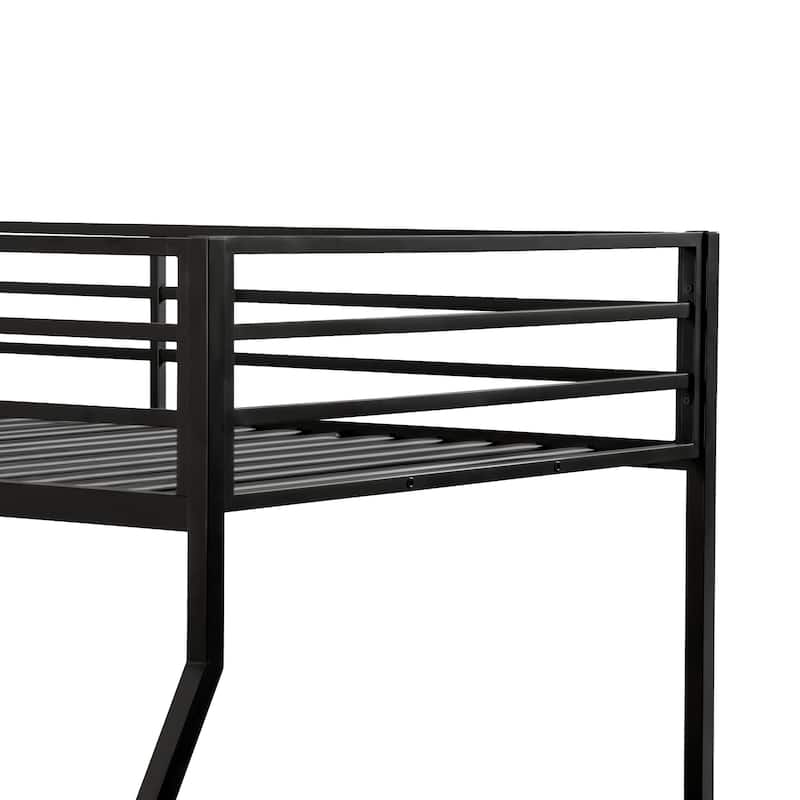 Furniture of America Jackson Modern Metal Twin over Full Low Profile Bunk Bed with Reversible Ladder
