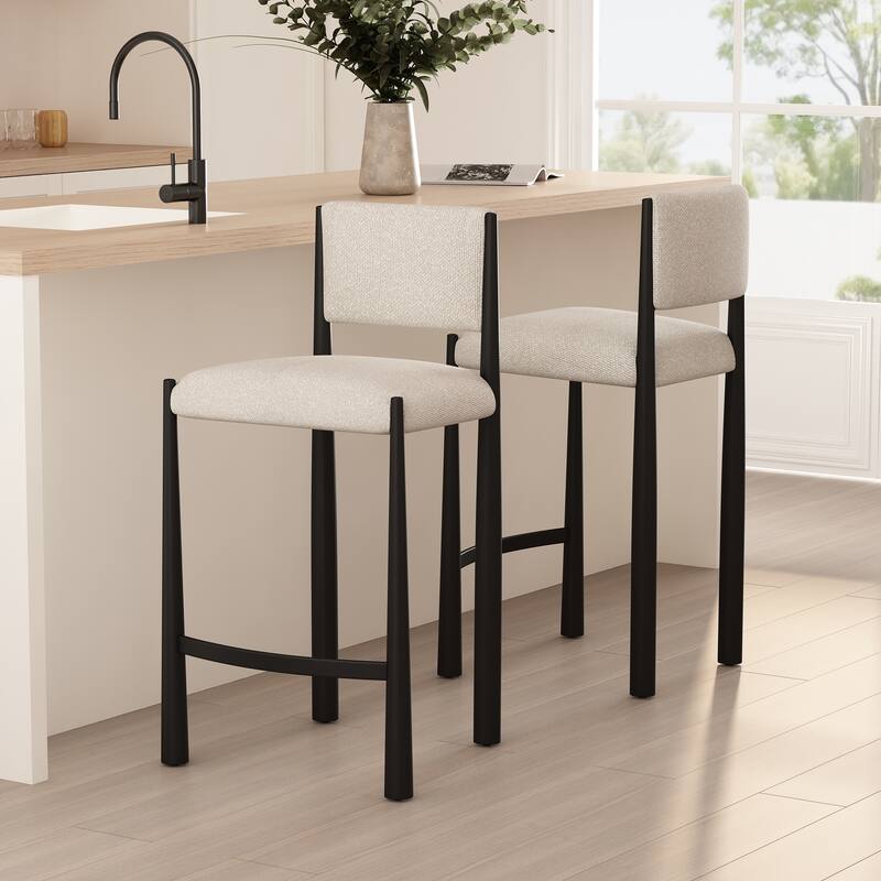 Manhattan Comfort Lennor Metal Boucle Counter Stool