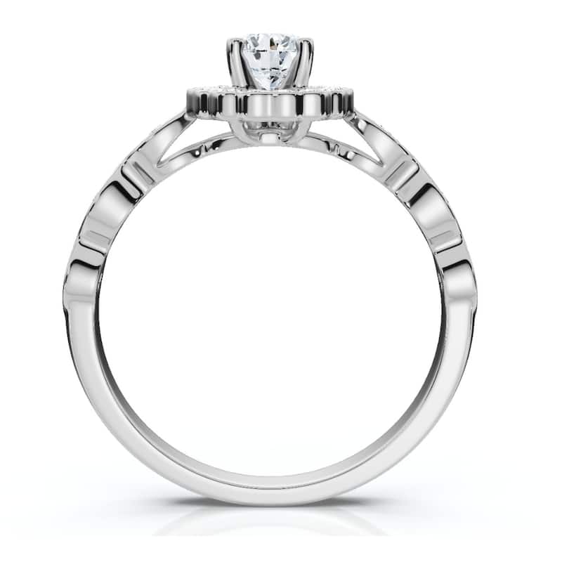 1Ct Diamond Vintage Halo Engagement Ring White Gold Lab Grown
