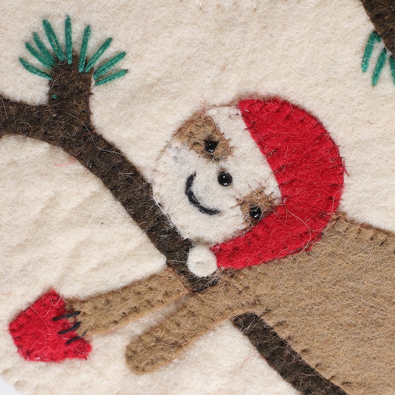 Novica Handmade Tranquil Season Applique Wool Felt Christmas Stocking
