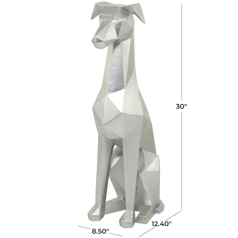 Polystone Dog Cubist Decorative Sculpture - Black, Gold, Silver - Roche River Decor