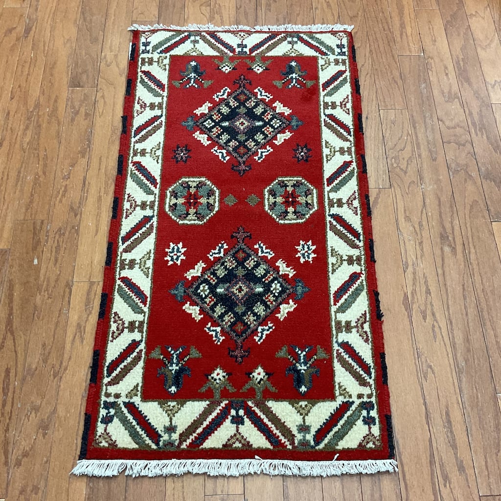 HERAT ORIENTAL Handmade Kazak Wool Rug - 2'1" x 3'11"