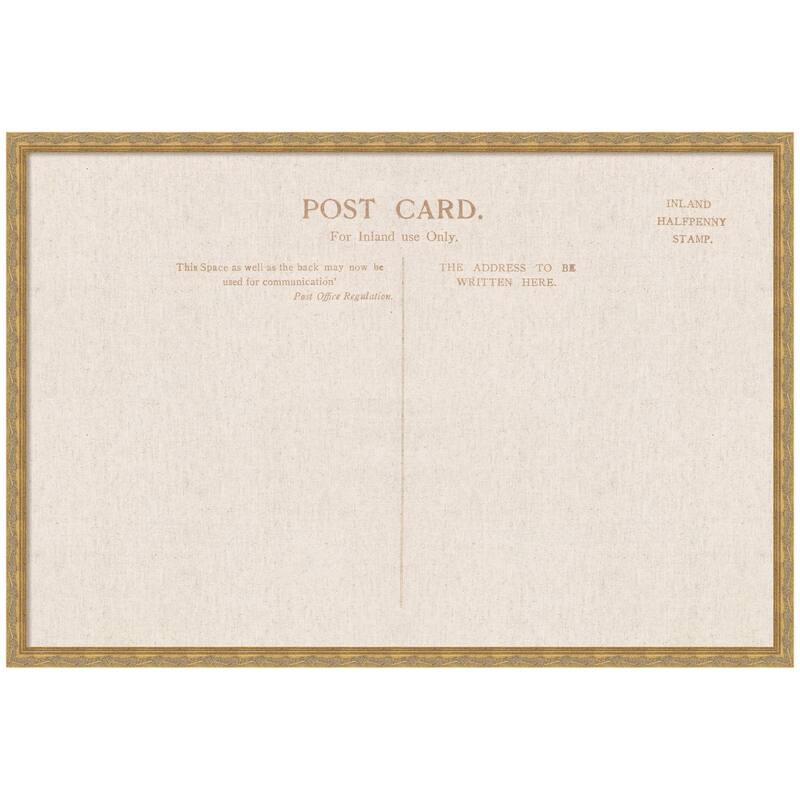 Kate and Laurel Framed Fabric Pinboard Linen Vintage Post Card Wall Organization - 38 x 26 - Dark Gold