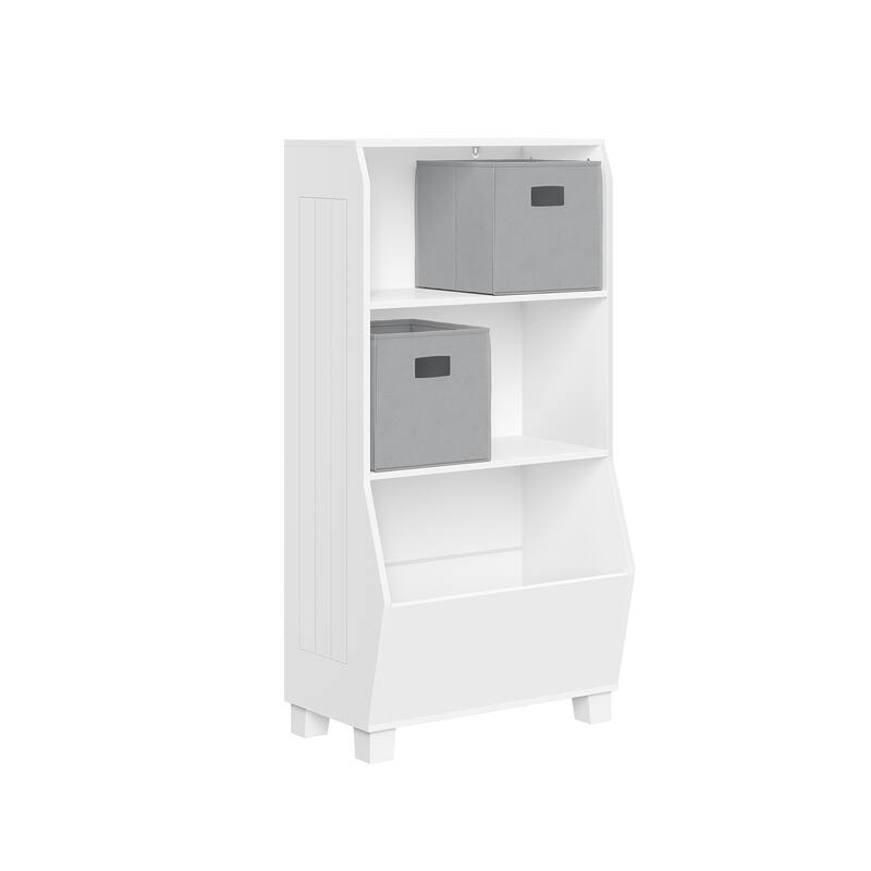 RiverRidge Kids 23in Playroom Bookshelf with Veggie Bin Organizer and 2 Open Toy Storage Shelves - with Optional Bins