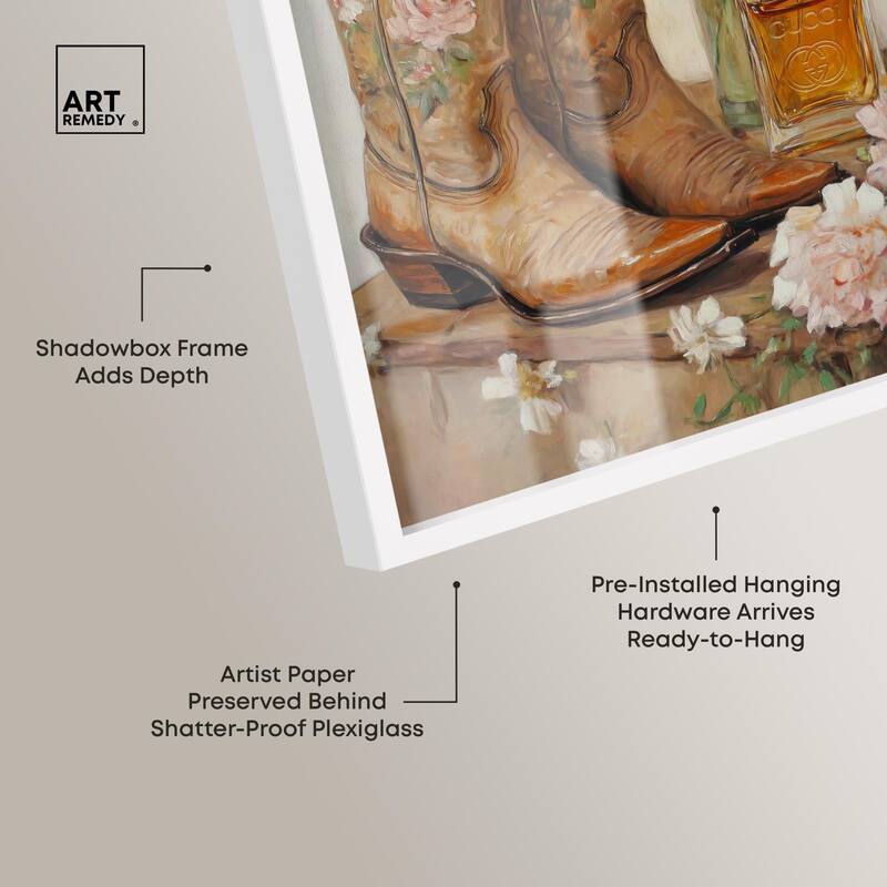 Delicate Floral Boots II Shadowbox by Art Remedy