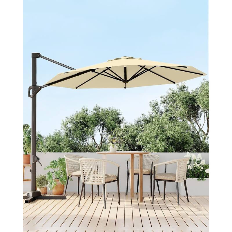 10FT Outdoor Cantilever Umbrella Patio Umbrella with 360-Degree Rotation