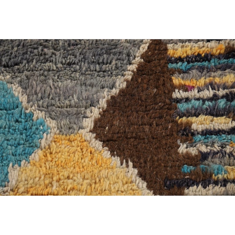 Colorful Plush Moroccan Oriental Area Rug Handmade Wool Carpet - 7'0" x 11'2"