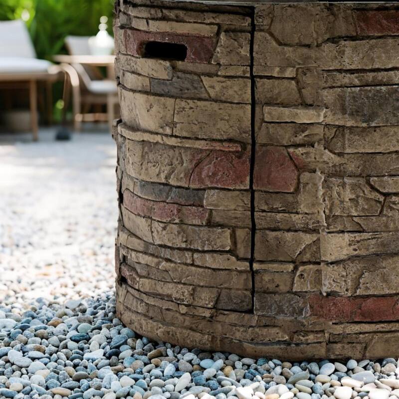 GDFStudio - Modern Outdoor 36'' Propane Gas Fire Pit Table with Hidden Tank Storage & Removable Steel Lid, Cover Included