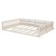 preview thumbnail 10 of 18, Solid Wood Full Size Floor Platform Bed with Upholstered Guardrail