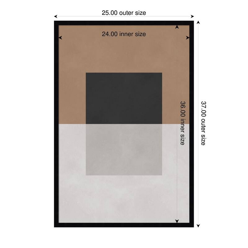 Amanti Art Framed Fabric Pinboard Black and Brown Blocks by Vitor Costa Printed Bulletin Board - Board Size 24 x 36