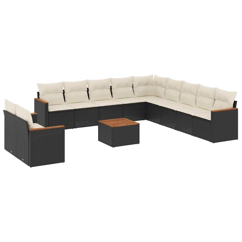 vidaXL Patio Sofa Set with Cushions Outdoor Conversation Furniture Poly Rattan