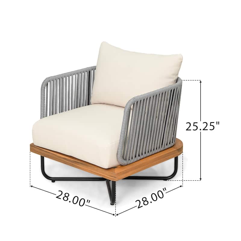 Christopher Knight Home - Emerson Coastal Acacia Wood Outdoor Chair with Cushions