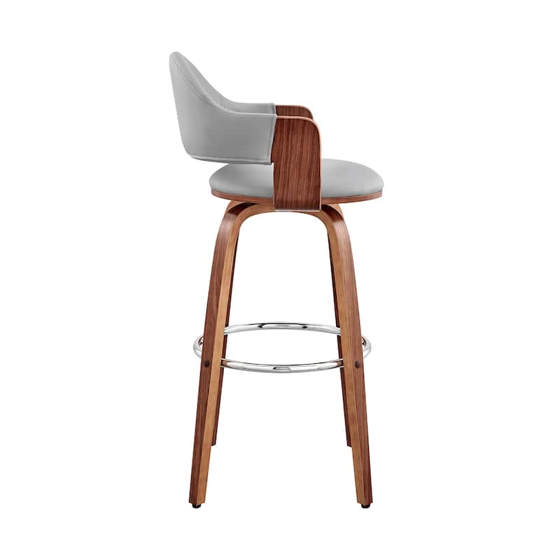 Daxton Mid-Century Swivel Bar Stool, Upholstered Counter Chair with Bentwood Legs