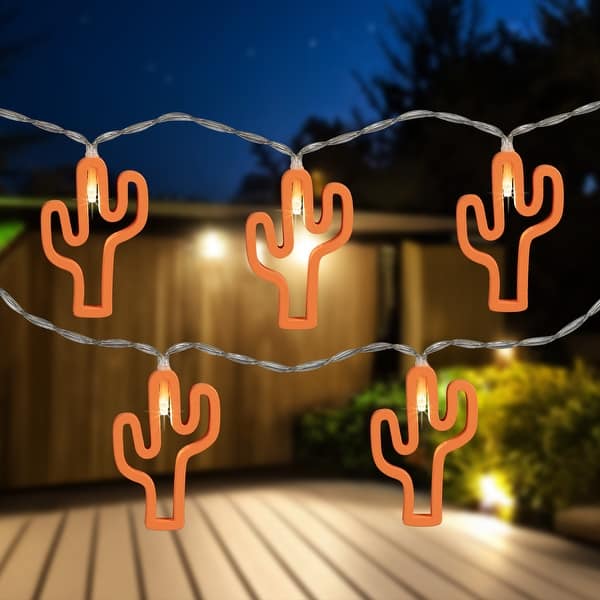 Northlight - Orange Cactus LED Fairy Light Set, 10-Lights