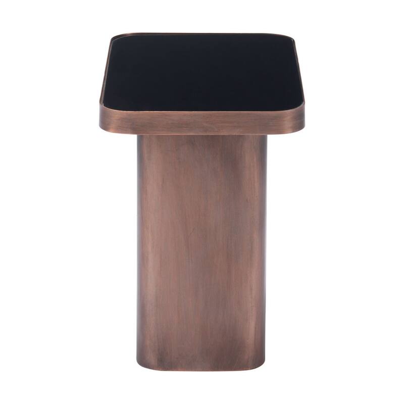 HomeRoots 18" Black And Bronze Glass And Steel Pedestal End Table - 20' X '17.7' X '12