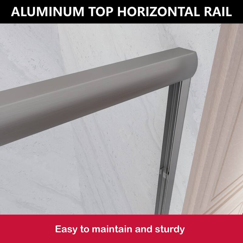 i-Homare 59'' W X 72'' H Semi-Frameless Double Sliding Shower Door with 2 Towel Bars