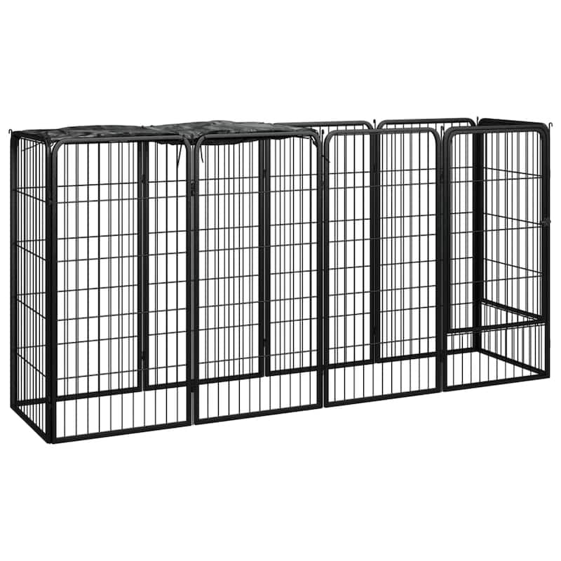 vidaXL Dog Playpen Kennel Dog Cage Puppy Pet Exercise Wire Fence Steel Black - 78.7" x 19.7" x 39.4"