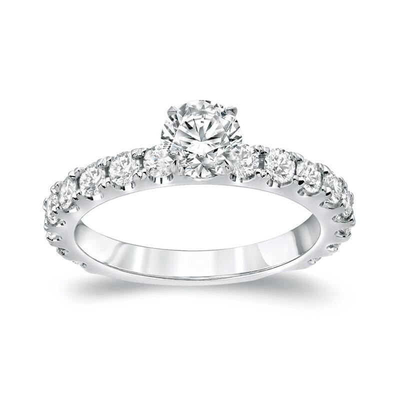 Auriya 14k Gold 1 1/2ctw Classic Round Diamond Engagement Ring - White - 4