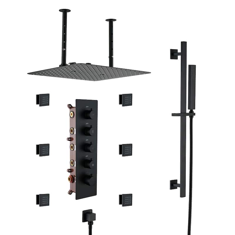 16 Inch Shower Faucet Thermostatic Shower System with Slide Bar