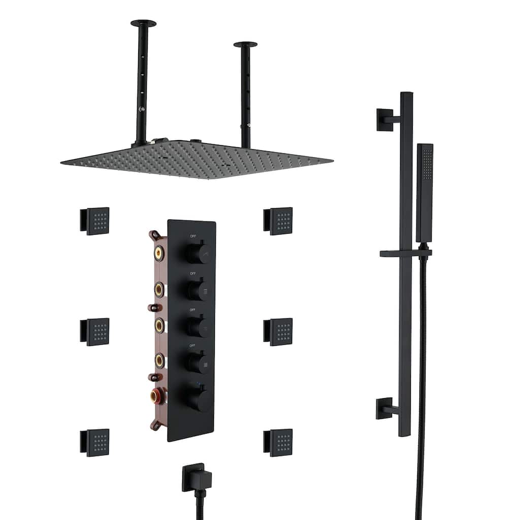 16 Inch Shower Faucet Thermostatic Shower System with Slide Bar