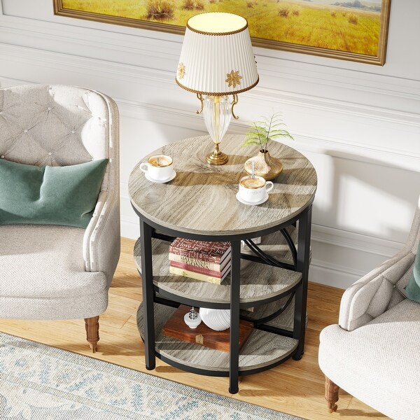 Half Round End Table, 3-Tier Narrow Side Table - On Sale