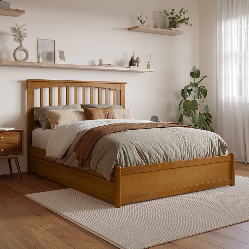 Everett Platform Bed with Panel Footboard and Twin Trundle