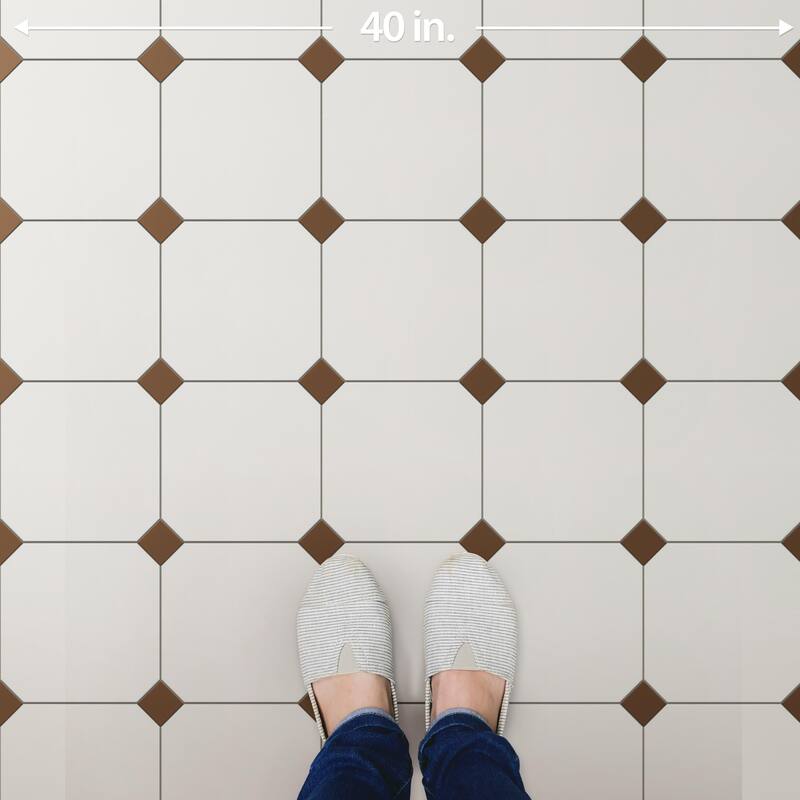 Merola Tile Vaudeville Octagon Nacar with Taco Marron 7-7/8" x 7-7/8" Porcelain Floor and Wall Tile