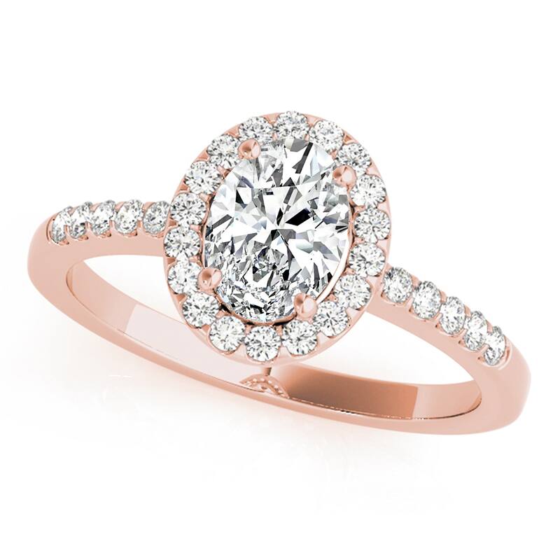 Auriya 14k Rose Gold Lab Grown Oval Diamond Halo Engagement Ring 0.50 to 5.00 ct. tw. (F-G VS) - 1.00 ct. center - 4.5