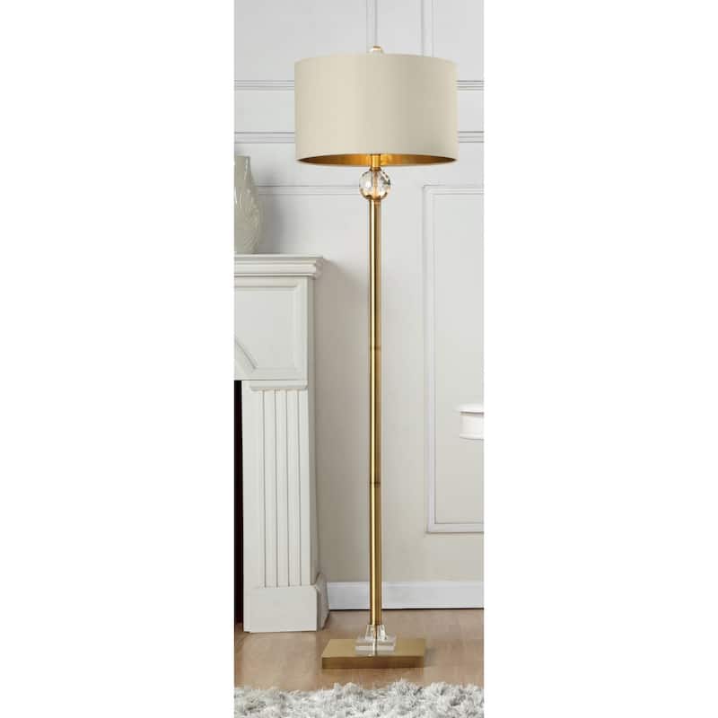 Gold Metal Column Floor Lamp with Drum Shade and n-Line Switch - 17” x 17” x 63.25” (D x W x H)
