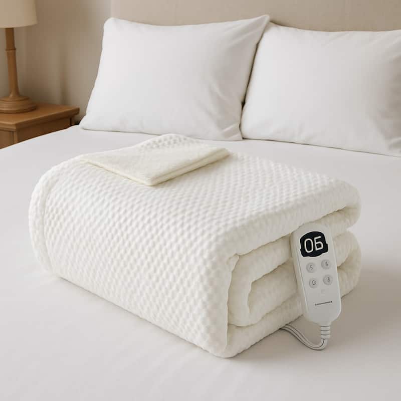 240g Polyester Waffle Heating Blanket White - 50*60